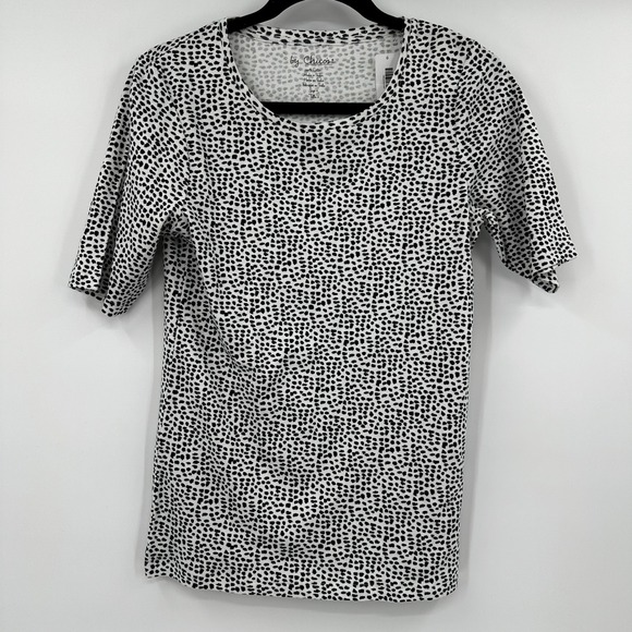 Chico's Tops - Chicos Bella Scoop Neck Bubble Dot Top Black White Cotton Size Small Capsule